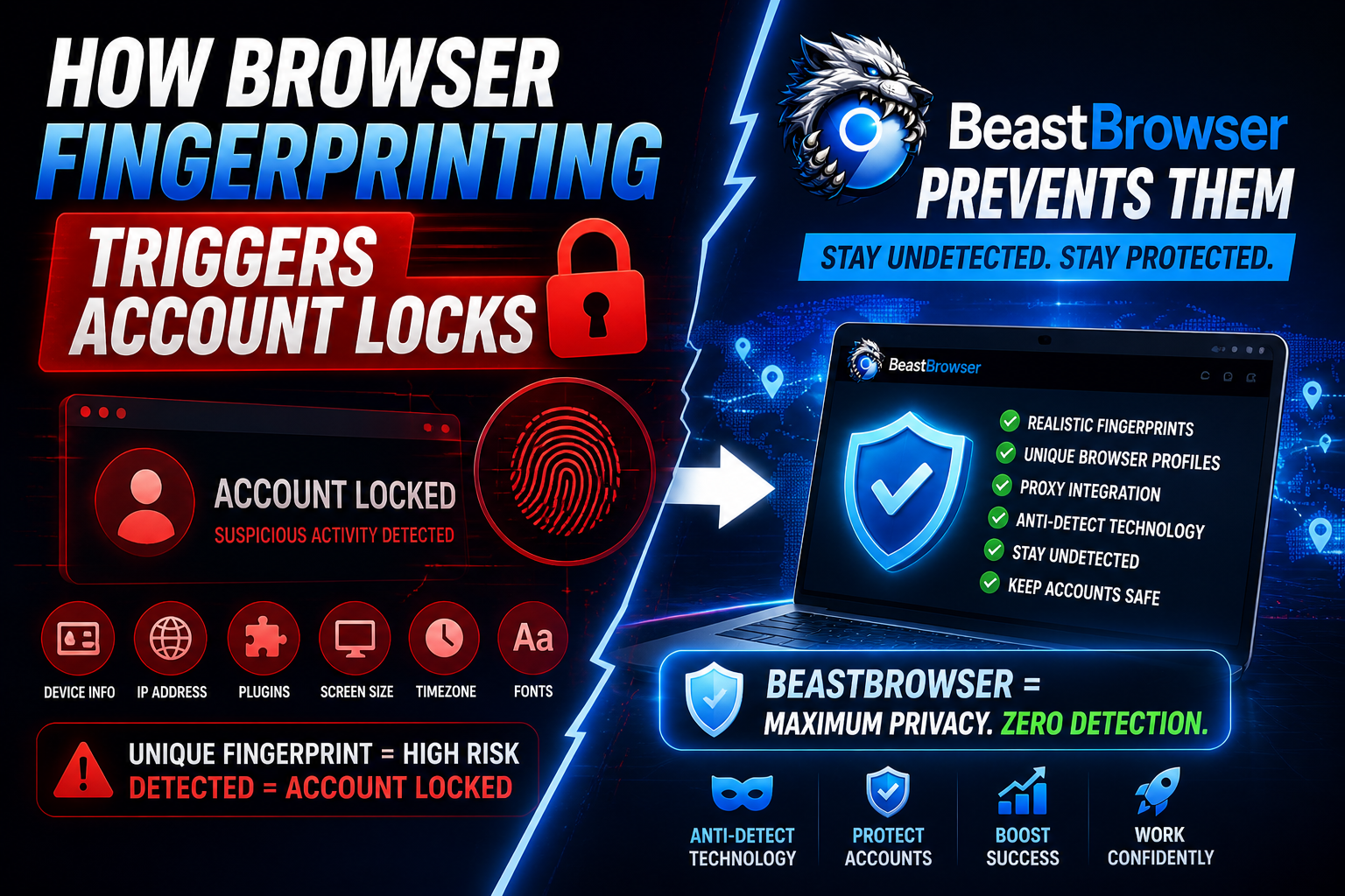 How Browser Fingerprinting Triggers Account Locks (And How BeastBrowser Prevents Them)